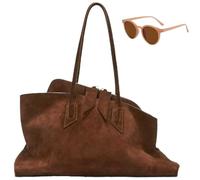 Genérico Bevel Edge Suede Large Capacity Tote Bags, Retro Slouchy Chic Hobo Handbags for Women, Trendy Luxury Casual Shoulder Bag