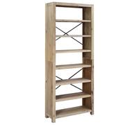 Genérico Biblioteca 7 niveles madera de acacia maciza, 80 x 30 x 200 cm | Acabado cepillo, aspecto retro de pátina, MDF y chapado en acacia, gran capacidad de almacenamiento, función de visualización