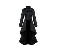 Genérico Big Girls Medieval Gothic Tuxedo Long Trench Jacket Disfraz de Halloween Vestido largo superior (Black, 17-18 Years)