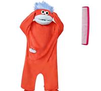 Genérico Big Mouth Monster Onesie, Monster Silly Wearable Onesie with Comb, Funny Soft Plush One-Piece Loungewear (FR/ES, Letras, XL, Regular, Regular, Orange-Red)