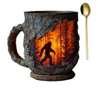 Genérico Bigfoot Forest Fire Mug,3D Vintage Sasquatch Bigfoot Outdoor Coffee Cup,Relief Resin Outdoor Camping Campfire Mug for Cryptid Believers Nature Mountain Paranormal Lovers Gift (1)
