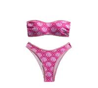 Genérico Bikini con Aros Sin Relleno,Bikini con Estampado Floral Top Triangular Ajustable Y Braguita De Cintura Alta Traje De BañO para Playa De Verano