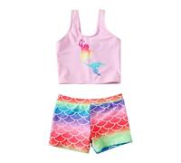 Genérico & Bikini Conjunto de Bikini con Estampado de Escamas de Pescado y Hombros Descubiertos para niñas 2025 Bañador Short Hombre (Yellow, 8-9 Years)