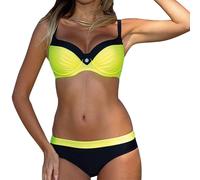 Genérico Bikini Mujer Braga Bikini Alta Reductora Womens High Waisted Sets Two Piece Swimsuits Full Coverage Bathing Suits Traje De BañO Mujer con Relleno Push-Up (Yellow, XXL)