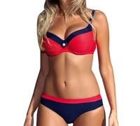 Genérico Bikini Mujer Braga Bikini Alta Reductora Womens High Waisted Sets Two Piece Swimsuits Full Coverage Bathing Suits Traje De BañO Mujer con Relleno Push-Up (Red, S)