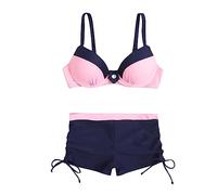 Genérico Bikini Mujer Dos Piezas Bañador Color sólido Bra Playa Vikinis Deportivo Ajustable Diseño Bandeau Moderno Tankini con Shorts Conjunto Elegante para Viajes