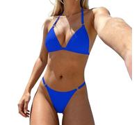 Genérico Bikini Mujer Push Up, Traje De Baño para Mujer, Bikini Minimalista De TriáNgulo Liso con Detalle De Anillo MetáLico para Traje De BañO De Dos Piezas Ropa De Playa Moda De BañO