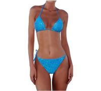 Genérico Bikini Mujer, Traje De Baño para Mujer, Traje De BañO De Bikini Multicolor con TriáNgulo Y Lentejuelas para Mujer