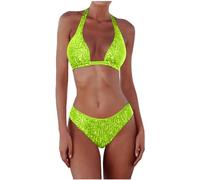 Genérico Bikini Push Up Mujer, Traje De Baño para Mujer, Traje De BañO De Bikini Multicolor con TriáNgulo Y Lentejuelas para Mujer