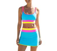 Genérico Bikini Push Up Viquinis Mujer 2026 Tallas Grandes Trajes de Baño Tankini para Mujer,Trajes de Baño Tankini Piezas con Top Tirantes Estampado Y Shorts Bañador Deportivo (Sky Blue,XL)