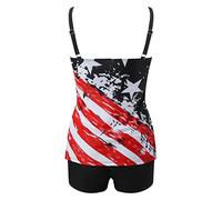 Genérico Bikini Reductor Pecho Mujer Sujetador Bikini Negro Día de la Independencia para Las Mujeres American 4th of July Print Strappy Back Tankini Set Traje Bikinis Mujer 2026 (Black, L)