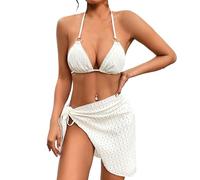Genérico Bikini Sexy Bikinis Mujer 2026 Braga Alta Women's Swimwear Tankini 2 Piece Normal Swimsuit Backless 2 Piece Printing Adjustable Print Color Padded BañAdor Push-Up con (White, L)
