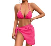 Genérico Bikini Sexy Bikinis Mujer 2026 Braga Alta Women's Swimwear Tankini 2 Piece Normal Swimsuit Backless 2 Piece Printing Adjustable Print Color Padded BañAdor Push-Up con (Hot Pink, M)