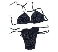 Genérico Bikini Sexy Bikinis Mujer 2026 BrasileñA Women's Women's Metallic Top Two Piece Swimsuit Tie Side Bikini ' Liquid Metallic Rainbow Sets Shiny BañAdor Push-Up (Black, One Size)