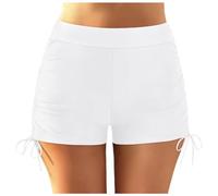 Genérico Bikini Women Plus Size High Waist Bottoms Swim Briefs Beach Shorts Ruched Bottom High Cut Swim Bottom Full Coverage Swimsuit Bottom Sports Yoga Shorts Swimbottom (White, XL)