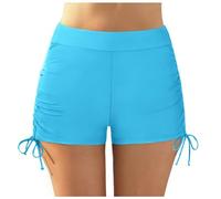 Genérico Bikini Women Plus Size High Waist Bottoms Swim Briefs Beach Shorts Ruched Bottom High Cut Swim Bottom Full Coverage Swimsuit Bottom Sports Yoga Shorts Swimbottom (Light Blue, S)