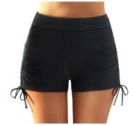 Genérico Bikini Women Plus Size High Waist Bottoms Swim Briefs Beach Shorts Ruched Bottom High Cut Swim Bottom Full Coverage Swimsuit Bottom Sports Yoga Shorts Swimbottom (Black, S)