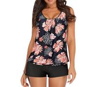 Genérico Bikinis Mujer 2026 Bikinis Mujer 2026 con Aros Women's Spring/Summer Solid Color Camisole Split Sleeveless Bikini Set with Breast Topper Traje De BañO Sujetador Bikini con (Black, XXL)