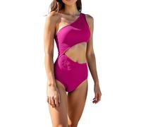 Genérico Bikinis Mujer 2026 Bikinis Mujer 2026 Reductor Traje de baño Sencillo y Elegante con un Hombro para Traje De BañO Bikini Pecho Grande (Hot Pink, M)
