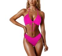 Genérico Bikinis Mujer 2026 Bikinis para Gorditas Traje de baño de Piezas con Bikini Sexy para Mujer, Conjunto Bikini Cintura Alta con Tiras, Traje baño Tipo ñ (Hot Pink, M)