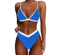 Genérico Bikinis Mujer 2026 Bikinis para Gorditas Women High Cut Bikini Sets Sexy High Waisted 2 Piece Swimsuit Traje De BañO Mujer Bikini Push-Up (Blue, XXL)