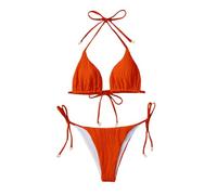 Genérico Bikinis Mujer 2026 Sujetador Bikini Mujer Women's Split Bikini Sexy Solid Color European and American Fashion Swimsuit Three Point Traje De BañO Braga Alta (Orange, M)