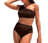 Genérico Bikinis Mujer Bikini Talla Grande Braga Alta Bikini Set For Women Plus Size Bathing Suit Tank Swimsuit Mid Waist Deep V Neck Wide Straps Mesh Back Hook BrasileñO (Coffee, XL)