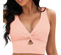 Genérico Bikinis Mujer Bikinis Mujer 2026 BrasileñA Bikini Tops For Women Cropped Tankini Tops Beach Padded Knot Cut out Adjustable Tank Swimwear Top Bikini BrasileñO (Pink, XXL)