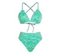 Genérico Bikinis Mujer Reductores Traje de Baño 2 Piezas Traje de Baño Piezas para Mujer,Conjunto Bikini Bordado Cintura Alta,Trajes Bañador Sin Tirantes (Green,S)