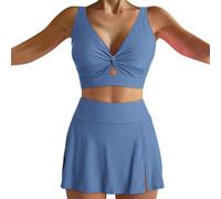 Genérico Bikinis Push-Up Mujer BañAdor Mujer Bikini Women's Sexy Resort Beach Bikini with Breast Without Brackets Sin Relleno para Mucho Pecho (Light Blue, XL)