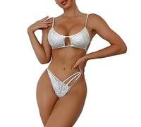 Genérico Bikinis Push-Up Mujer BañAdor Pecho Grande Conjunto de Bikini de Talle para Mujer Traje baño Piezas Traje ño con en la Espalda Bikini Sin Relleno ñAdor Vientre Plano (Silver, S)