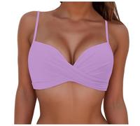 Genérico Bikinis Push-Up Mujer BañAdor Vientre Plano Women's Top Swimsuit with Breast Without Brackets Multicolor Split For Slimming Bikini Bikini Sin Relleno BrasileñO Mujer (Purple, S)