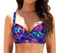 Genérico Bikinis Push-Up Mujer Bikini con Braga Alta Women with Breast Multi Color Bikini Sexy Swimsuit Sin Relleno +Reductor+Pecho+Mujer (Blue, XS)