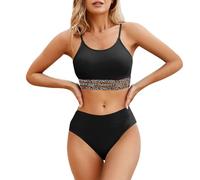 Genérico Bikinis Push-Up Mujer Bikini Deportivo Mujer Bikini Set For Women High Waisted Bathing Suits Summer Beach Two Pieces Swimsuit V Neck Takini Swim Suits Sin Relleno BañAdor (Black, M)