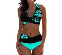 Genérico Bikinis Push-Up Mujer Bikini Deportivo Mujer Women's Sexy Split Bikini with Breast Without Brackets Sin Relleno BañAdor Push-Up con Relleno (Blue, XL)