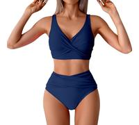Genérico Bikinis Push-Up Mujer Bikini Mujer Push-Up Women's Sporty Two Piece Swimsuits High Waisted Athletic Bikini Sets For Women Bathing Suit with Bottoms Sin Relleno (Blue, S)