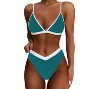 Genérico Bikinis Push-Up Mujer Bikini Mujer Women High Cut Bikini Sets Sexy High Waisted 2 Piece Swimsuit Sin Relleno Sin Tirantes (Mint Green, L)