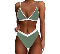 Genérico Bikinis Push-Up Mujer Bikini Mujer Women High Cut Bikini Sets Sexy High Waisted 2 Piece Swimsuit Sin Relleno Sin Tirantes (JN, XXL)