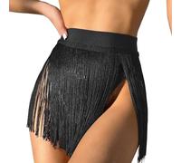 Genérico Bikinis Push-Up Mujer Bikini Parte De Abajo New Swimsuit Solid Color Fringe Beach Skirt Bikini Swimsuit Skirt For Women Sin Relleno BañAdores Y Bikinis Mujer (Black, M)