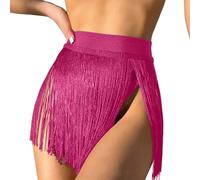 Genérico Bikinis Push-Up Mujer Bikini Parte De Abajo New Swimsuit Solid Color Fringe Beach Skirt Bikini Swimsuit Skirt For Women Sin Relleno BañAdores Y Bikinis Mujer (Hot Pink, S)
