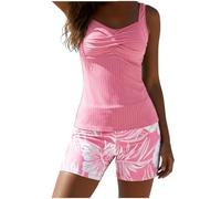 Genérico Bikinis Push-Up Mujer Bikini Reductor Barriga Conjunto de Piezas con Estampado y Abertura Grande para Mujer, Nuevo, con Esquinas Planas Takeni Bikini Sin Relleno Braga (Pink, L)