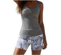 Genérico Bikinis Push-Up Mujer Bikini Reductor Barriga Conjunto de Piezas con Estampado y Abertura Grande para Mujer, Nuevo, con Esquinas Planas Takeni Bikini Sin Relleno (Grey, XXXL)