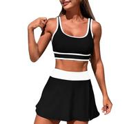 Genérico Bikinis Push-Up Mujer Bikini+Reductor+Pecho+Mujer Women's Sporty Two Piece Swimsuits High Waisted Athletic Bikini Sets For Women Bathing Suit with Bottoms Sin Relleno (Black, L)