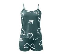 Genérico Bikinis Push-Up Mujer Bikini Tallas Grandes Women's New Digital Printed Casual and Comfortable Home Suspender Shorts and Home Clothes Set Bikini Sin Relleno Pecho Grande (Green, XXXL)