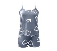 Genérico Bikinis Push-Up Mujer Bikini Tallas Grandes Women's New Digital Printed Casual and Comfortable Home Suspender Shorts and Home Clothes Set Bikini Sin Relleno Pecho Grande (Grey, L)