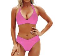 Genérico Bikinis Push-Up Mujer Traje De BañO Familiar Women Two Piece Bathing Suits Bikini Set Swimsuit Swimwear Bikini Sin Relleno con Relleno Push-Up (Pink, L)