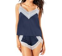 Genérico Bikinis Reductores Bañadores Natacion Mujer Ladies' Sleepwear Imitating Sexy And Tempting Two Piece Set With Suspender Shorts Fashionable And Casual Home Clothes Camiseta Bañador (Navy,M)