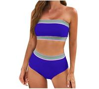 Genérico Bikinis Tallas Grandes Bañador Dos Piezas Mujer Traje de Baño de Piezas para Mujer,Traje Baño Sin Tirantes para Damas del Reino Unido,Trajes Bañador Talla Grande (Blue,XL)