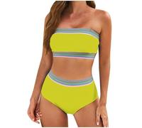 Genérico Bikinis Tallas Grandes Bañador Dos Piezas Mujer Traje de Baño de Piezas para Mujer,Traje Baño Sin Tirantes para Damas del Reino Unido,Trajes Bañador Talla Grande (Yellow,XXL)