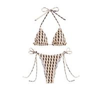 Genérico Bikinis Tallas Grandes Bañadores Reductores Mujer Bikini de Vacaciones En La Playa con Tirantes de Puntos Estampado A Cuadros A Y Corazones Flores Bañador Reductor Vientre (Khaki,L)